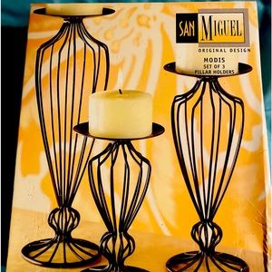 San Miguel black metal pillar candle holders